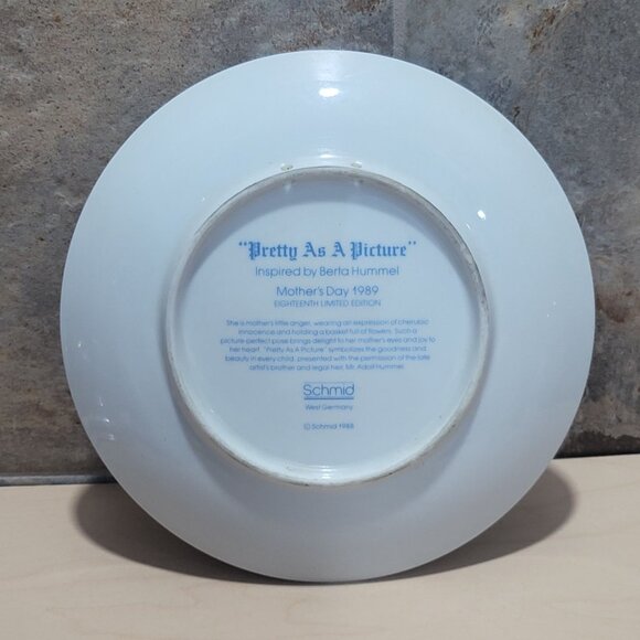 Schmid Hummel Mother's Day 1989 Pretty As A Picture Decorative Wall Hanging Plat - Picture 2 of 11